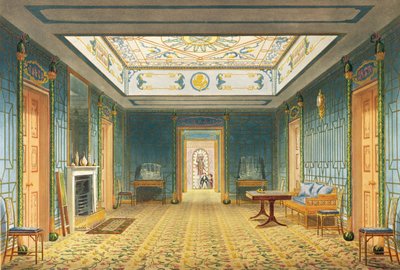 Die Doppellobby oder Galerie (Süd) über dem Korridor aus Ansichten des Royal Pavilion, Brighton von John Nash, 1826 von John Nash